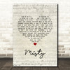 Johnny Mathis Misty Script Heart Song Lyric Music Art Print