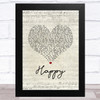 The Carpenters Happy Script Heart Song Lyric Music Art Print