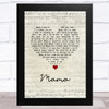 David Whitfield Mama Script Heart Song Lyric Music Art Print