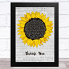 Led Zeppelin Thank You Grey Script Sunflower Song Lyric Music Art Print