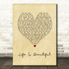 Sixx A M Life Is Beautiful Vintage Heart Song Lyric Music Art Print