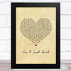 Josh Groban Won't Look Back Vintage Heart Song Lyric Music Art Print