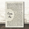 Alan Jackson Country Boy Vintage Script Song Lyric Music Art Print