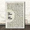 Josh Turner Your Man Vintage Script Song Lyric Music Art Print