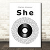 Charles Aznavour She Vinyl Record Song Lyric Music Art Print