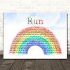 Snow Patrol Run Watercolour Rainbow & Clouds Song Lyric Music Art Print