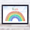 Snow Patrol Run Watercolour Rainbow & Clouds Song Lyric Music Art Print