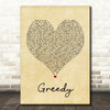 Ariana Grande Greedy Vintage Heart Song Lyric Quote Print