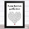 Matt Monro From Russia with Love White Heart Song Lyric Music Art Print