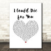 Red Hot Chili Peppers I Could Die for You White Heart Song Lyric Music Art Print