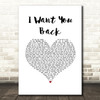 Jackson 5 I Want You Back White Heart Song Lyric Music Art Print