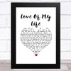 Richard Hawley Love Of My Life White Heart Song Lyric Music Art Print