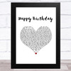 Stevie Wonder Happy Birthday White Heart Song Lyric Music Art Print