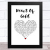 Neil Young Heart Of Gold White Heart Song Lyric Music Art Print