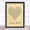 Oasis Song Bird Vintage Heart Song Lyric Quote Print