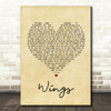 Birdy Wings Vintage Heart Song Lyric Quote Print