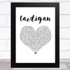 Taylor Swift Cardigan White Heart Song Lyric Music Art Print