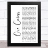 Depeche Mode One Caress White Script Song Lyric Music Art Print