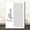 Westlife Lighthouse White Script Song Lyric Music Art Print