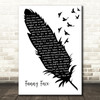 Donna Fargo Funny Face Black & White Feather & Birds Song Lyric Art Print