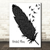 Elton John Rocket Man Black & White Feather & Birds Song Lyric Art Print