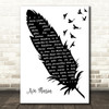 Andrea Bocelli Ave Maria Black & White Feather & Birds Song Lyric Art Print