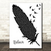 Dirty Heads Believe Black & White Feather & Birds Song Lyric Art Print