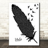 Beyonce Halo Black & White Feather & Birds Song Lyric Art Print