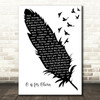 Coldplay O Black & White Feather & Birds Song Lyric Art Print