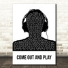 The Offspring Come Out And Play Black & White Man Headphones Song Lyric Art Print