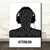 Wilkinson Afterglow Black & White Man Headphones Song Lyric Art Print