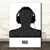 Twenty One Pilots Ride Black & White Man Headphones Song Lyric Art Print