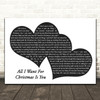 Mariah Carey All I Want For Christmas Is You Landscape Black & White Two Hearts Song Lyric Art Print