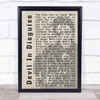 Elvis Presley Devil In Disguise Face Shadow Song Lyric Quote Print