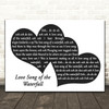 Slim Whitman Love Song of the Waterfall Landscape Black & White Two Hearts Song Lyric Art Print