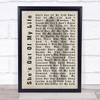 Michael Jackson She's Out Of My Life Shadow Song Lyric Quote Print