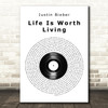 Justin Bieber Life Is Worth Living Vinyl Record Song Lyric Art Print