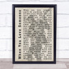Bryan Adams When You Love Someone Shadow Song Lyric Quote Print