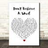 Thin Lizzy Don't Believe A Word White Heart Song Lyric Art Print