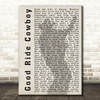Garth Brooks Good Ride Cowboy Shadow Song Lyric Quote Print