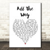 Billie Holiday All The Way White Heart Song Lyric Art Print