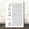 Steve Perry When I think of you White Script Song Lyric Art Print