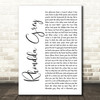 Max Boyce Rhondda Grey White Script Song Lyric Art Print