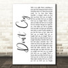 Guns N' Roses Don't Cry White Script Song Lyric Art Print