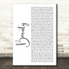 Dru Hill Beauty White Script Song Lyric Art Print