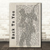 Bryan Adams Back To You Shadow Song Lyric Quote Print