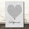 Lana Del Rey California Grey Heart Song Lyric Art Print