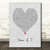 Crystal Fighters You & I Grey Heart Song Lyric Art Print