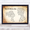 U2 With Or Without You Man Lady Couple Song Lyric Quote Print