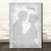 Embrace Gravity Man Lady Bride Groom Wedding Grey Song Lyric Art Print